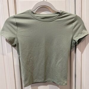 Hollister Short Sleeve cropped Crewneck Tee in Sage Green